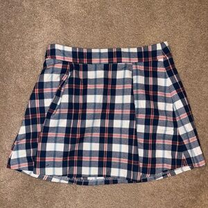 Plaid Navy and White Skirt